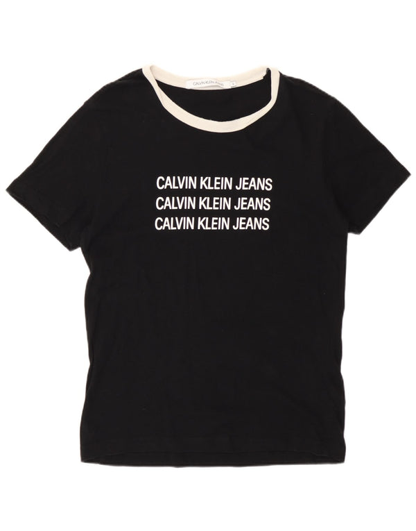 Maglietta grafica da donna Calvin Klein Top UK 10 piccola in cotone nero