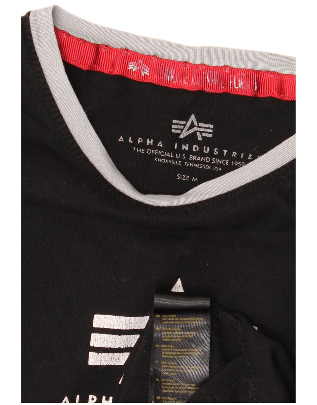 T-shirt grafica da donna ALPHA INDUSTRIES UK 14 cotone nero medio
