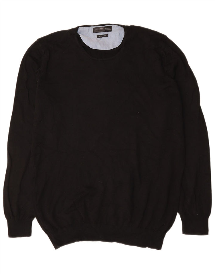 Maglione maglione girocollo da uomo Zara XL in cotone nero