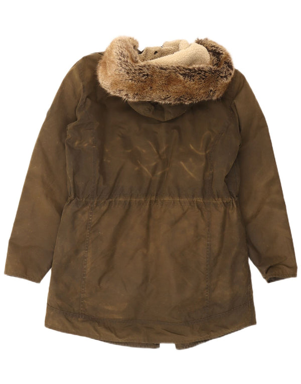 Giacca Parka da donna in cotone cerato con cappuccio Barbour UK 14 Large Khaki