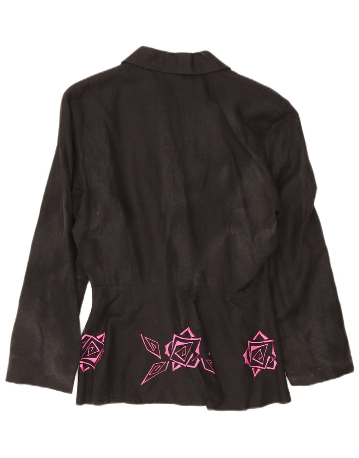 Giacca Blazer Doppiopetto Donna Anna Lugli IT 42 Medio Nero Floreale