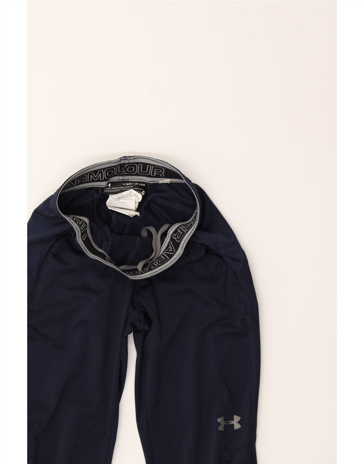 UNDER ARMOUR Boys Tracksuit Trousers 7-8 Years Small Navy Blue Polyester Vintage Under Armour and Second-Hand Under Armour from Messina Hembry 