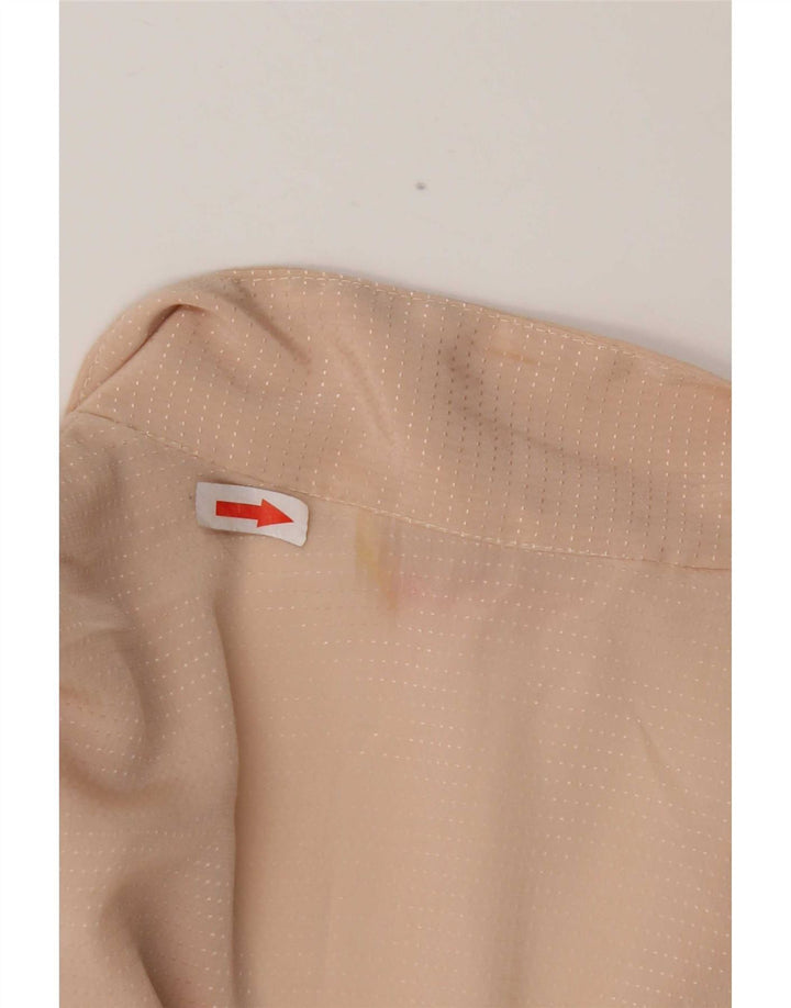 Camicetta camicia vintage da donna UK 14 Beige medio maculato