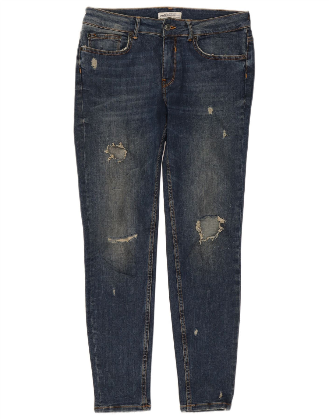 Jeans skinny effetto invecchiato Zara da donna EU 40 medio W30 L27 blu