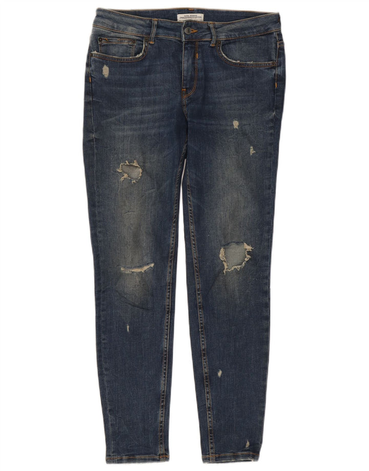 Jeans skinny effetto invecchiato Zara da donna EU 40 medio W30 L27 blu