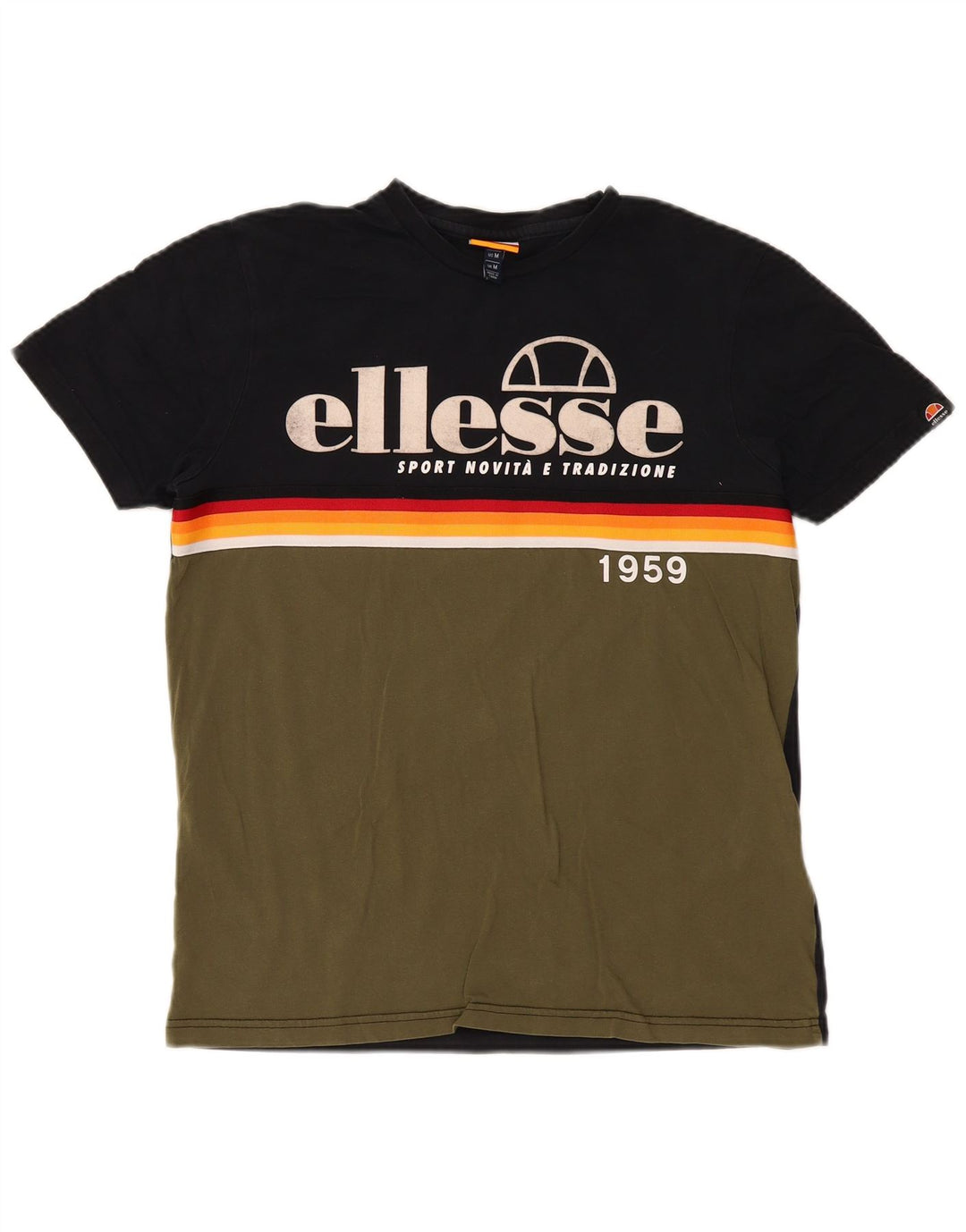 T-shirt grafica da uomo Ellesse Top in cotone color block medio kaki