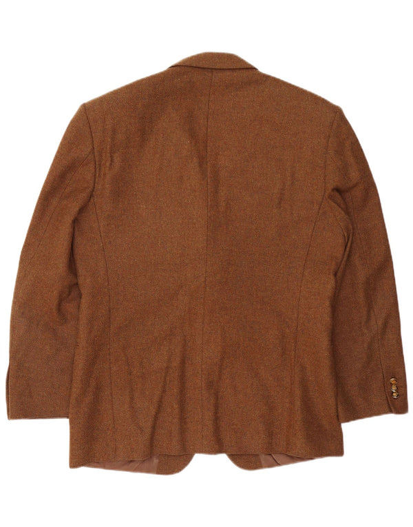 Giacca blazer da uomo a 2 bottoni Ferre IT 50 grande lana screziata marrone