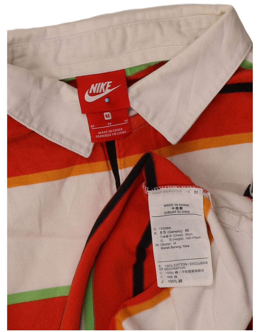Polo da rugby da uomo a manica lunga Nike, cotone a righe multicolori medie