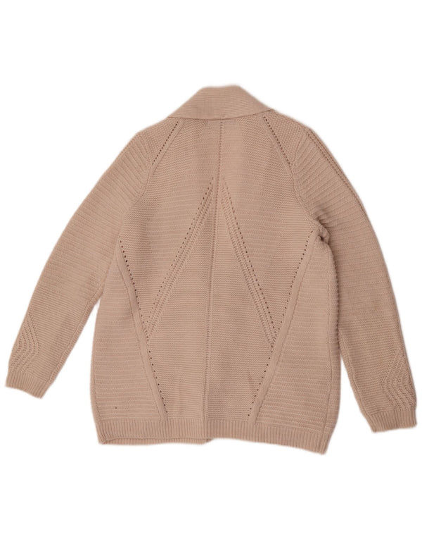 Maglione cardigan aperto da donna Marks & Spencer UK 16 grande acrilico beige