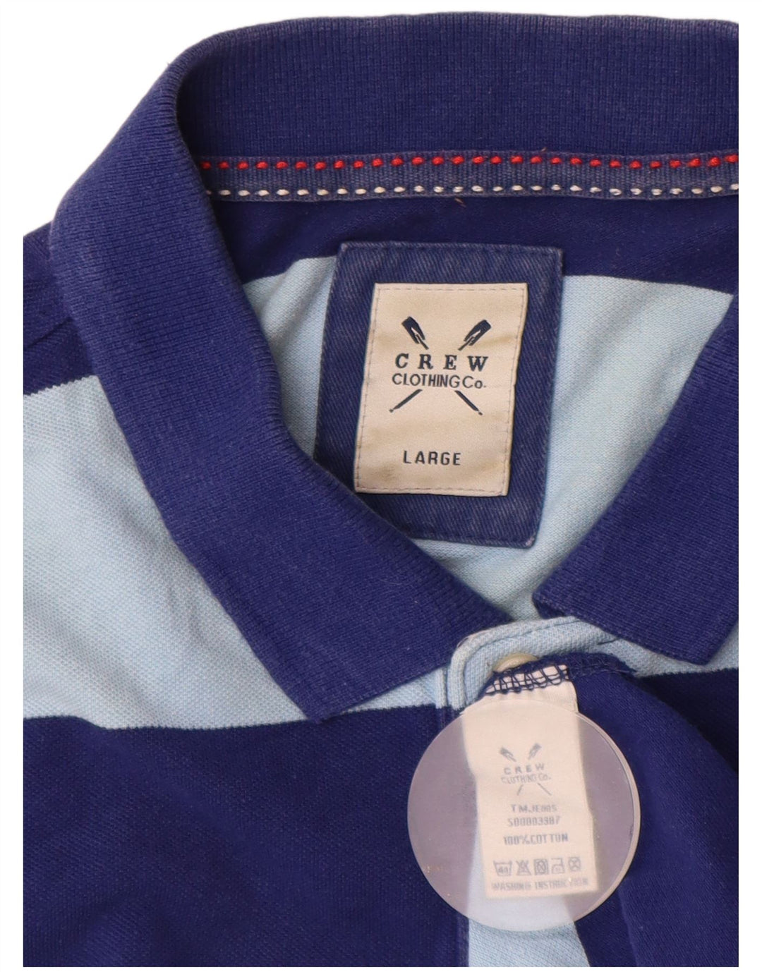 Crew Clothing Polo da uomo grande in cotone a righe blu navy