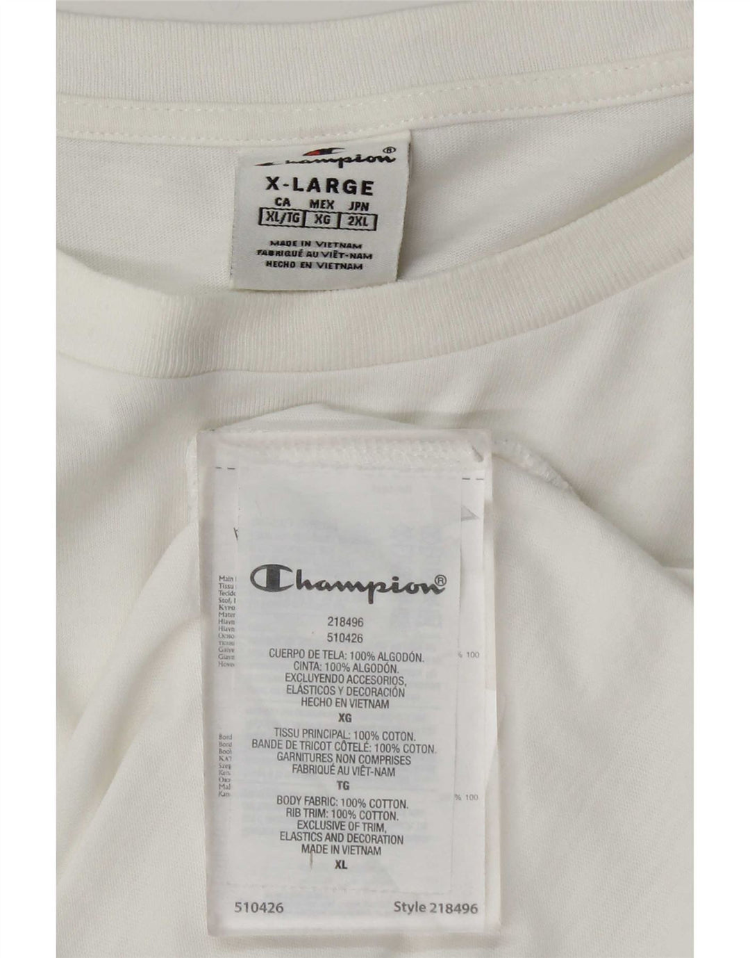 T-shirt da uomo Champion Top XL in cotone bianco