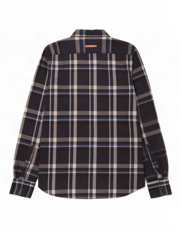 Camicia da uomo in flanella Superdry in cotone scozzese medio blu navy
