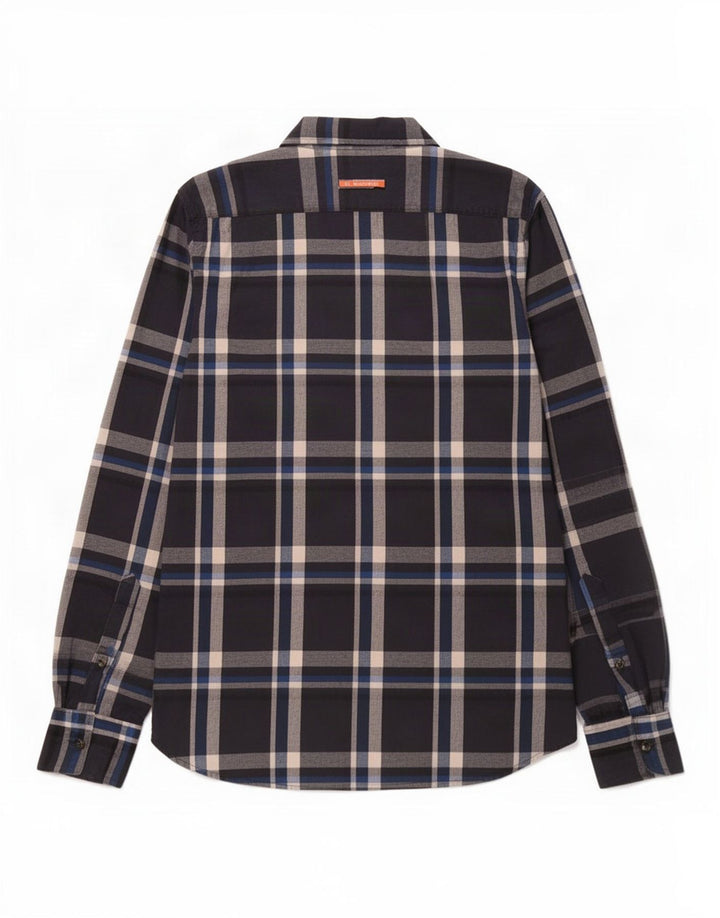 Camicia da uomo in flanella Superdry in cotone scozzese medio blu navy