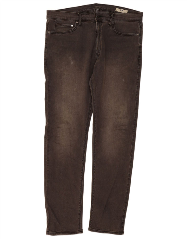 Jeans slim da uomo Marks & Spencer W36 L33 cotone grigio