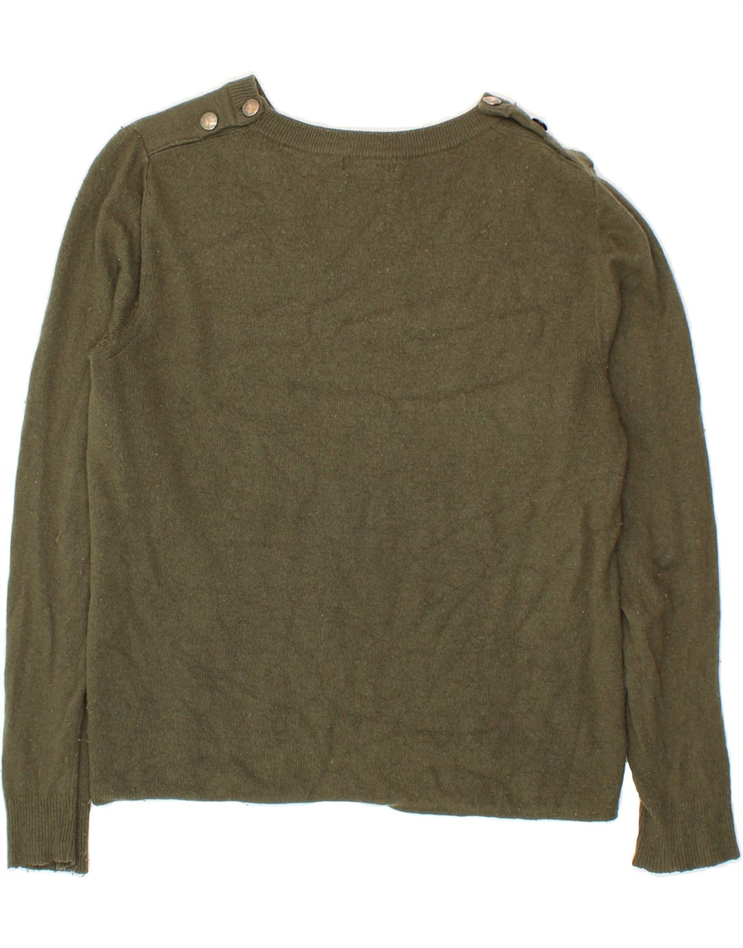 MASSIMO DUTTI Womens Boat Neck Jumper Sweater UK 14 Medium Khaki Wool Vintage Massimo Dutti and Second-Hand Massimo Dutti from Messina Hembry 