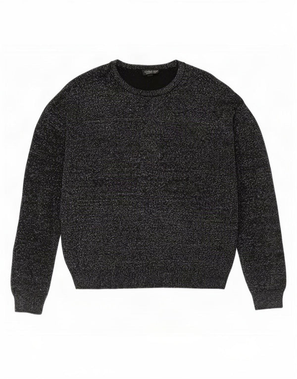Maglione maglione girocollo oversize da donna Topshop UK 10 piccolo nero chiazzato