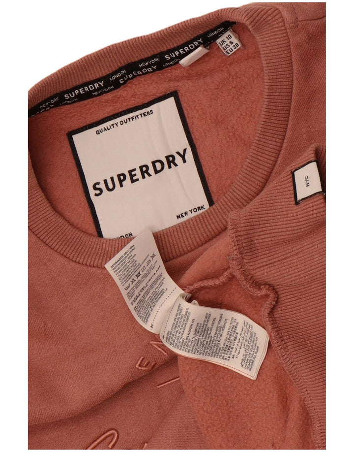 Felpa oversize con grafica da donna Superdry, maglione UK 10 Small, cotone rosa