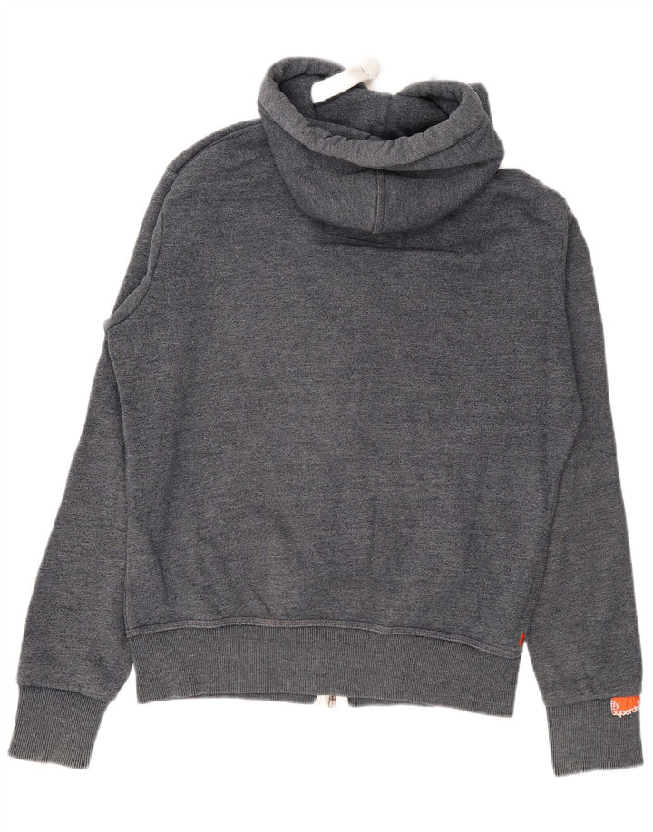 Maglione con cappuccio e zip da uomo Superdry in cotone grigio medio