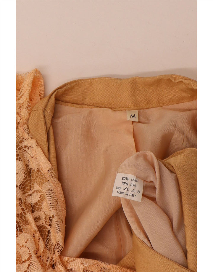 Giacca Bolero da donna vintage UK 14 lana floreale beige medio