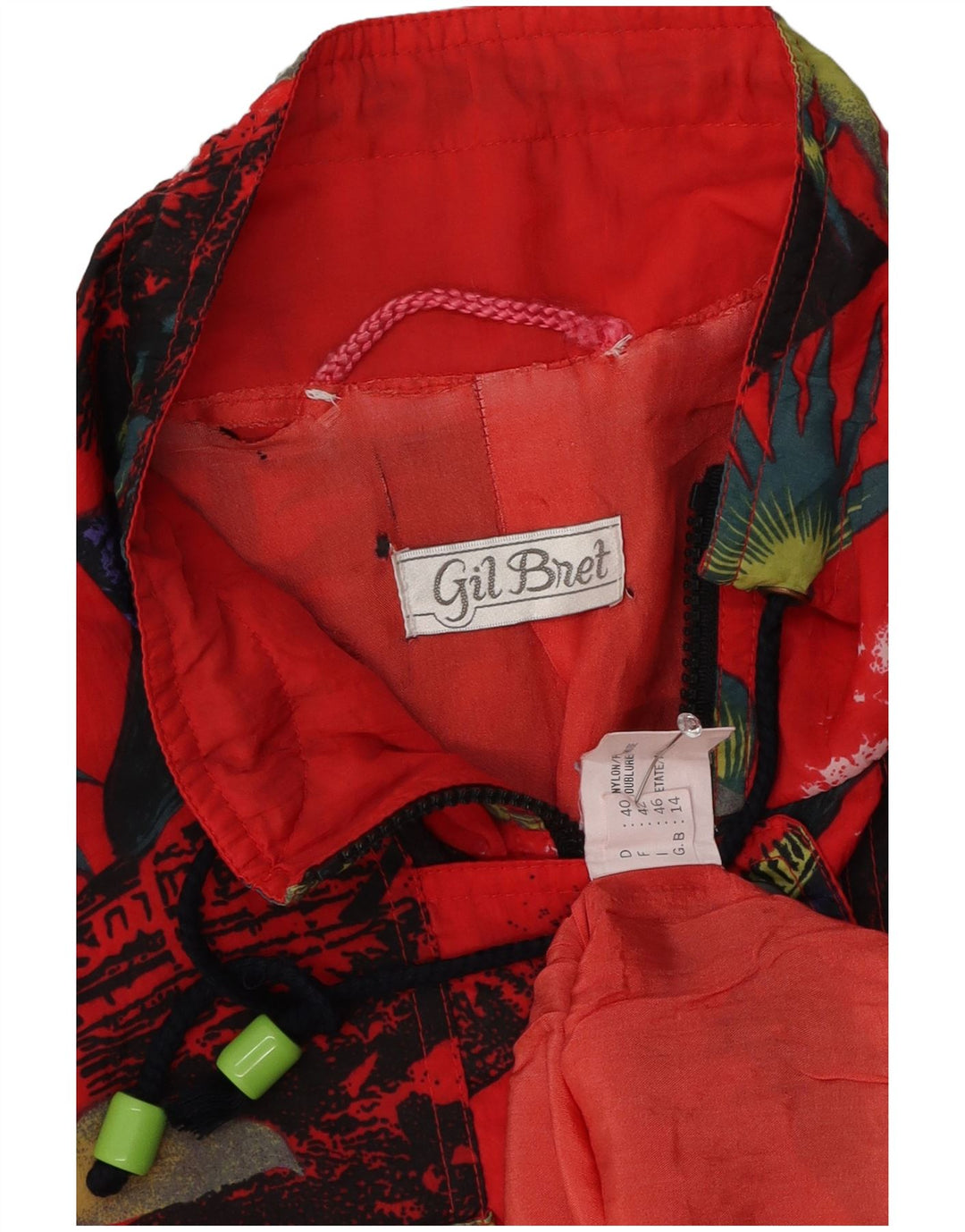 Giacca a vento oversize da donna Gil Bret UK 14 Grande rosso floreale