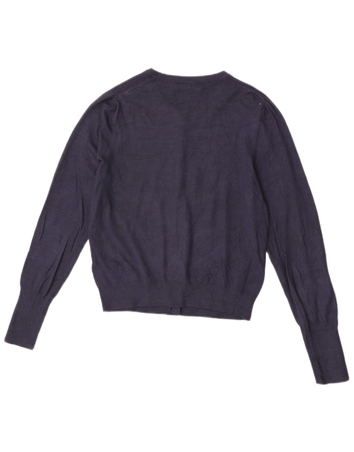 Maglione cardigan da donna Marks & Spencer UK 12 Viscosa blu navy medio