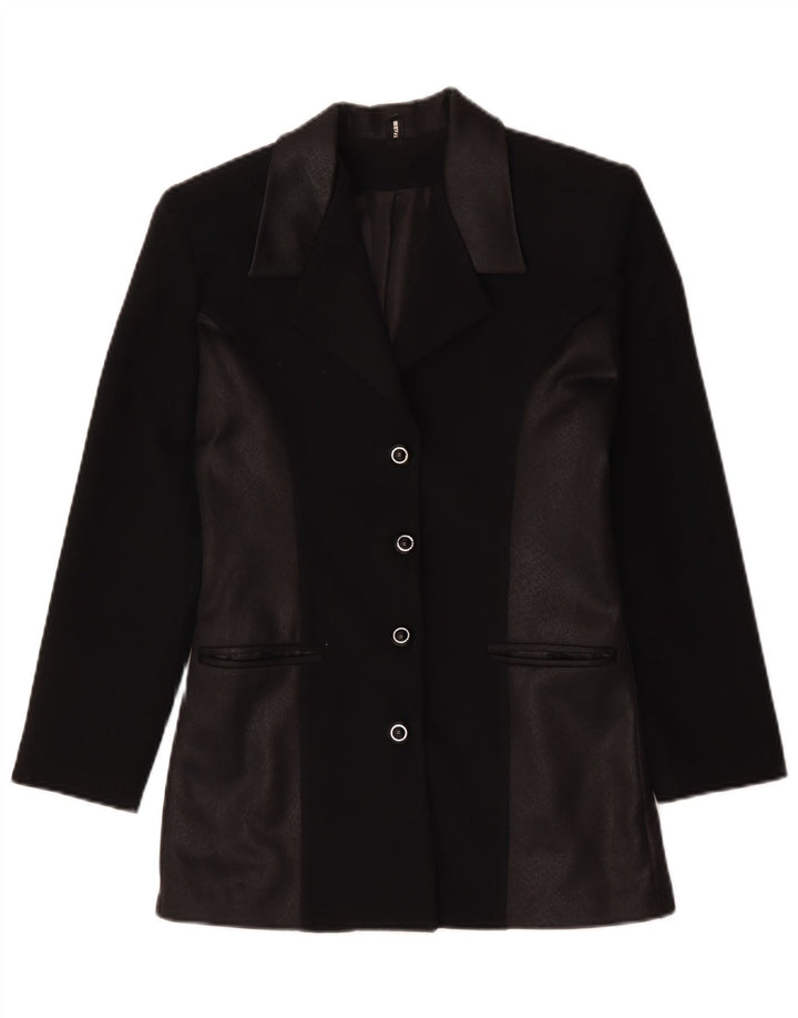 Giacca blazer vintage da donna a 4 bottoni UK 10 piccola nera