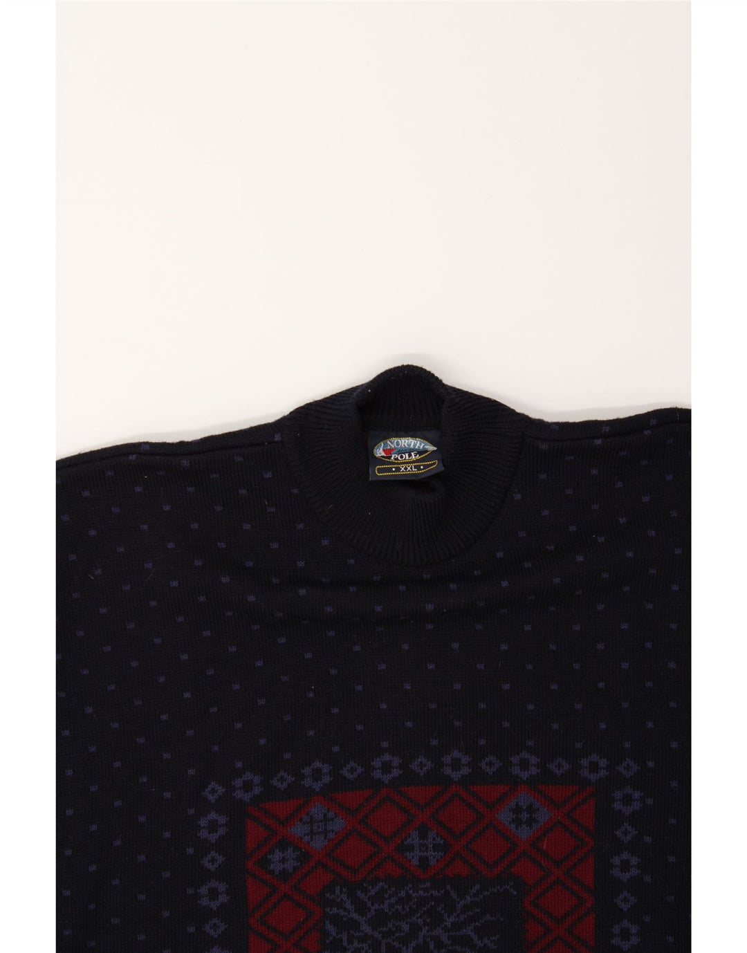 NORTH POLE Maglione da uomo con collo alto 2XL Lana Fair Isle blu navy