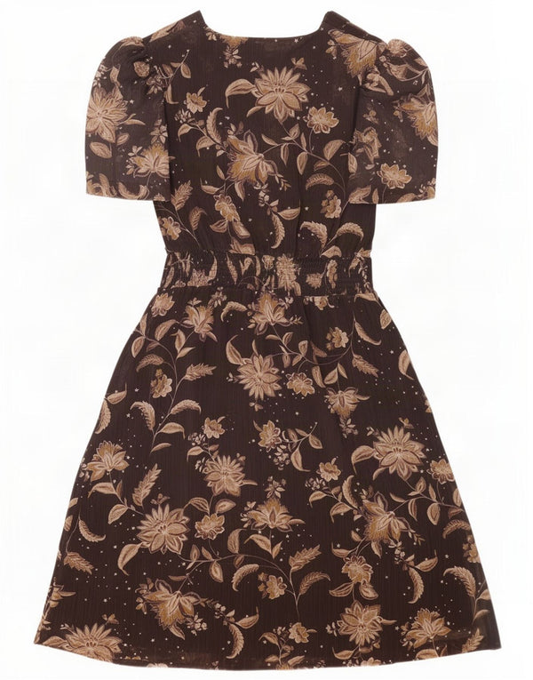 Wallis Abito a trapezio da donna UK 12 Marrone medio floreale
