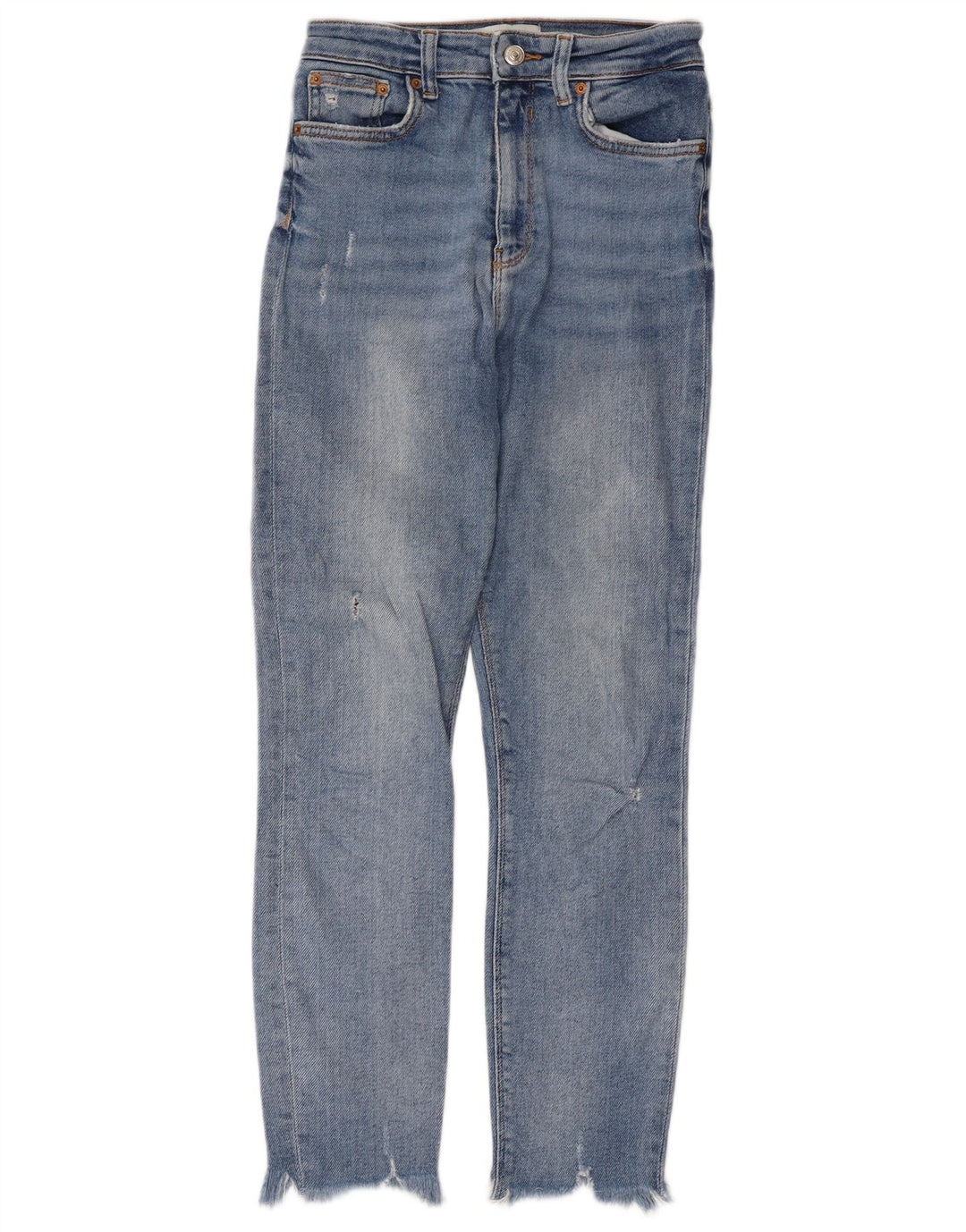 Jeans slim invecchiati da donna Zara EU 38 piccoli W28 L26 blu