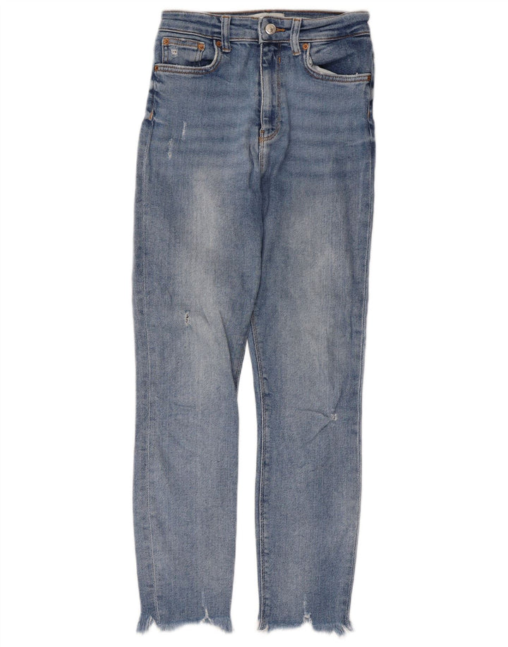 Jeans slim invecchiati da donna Zara EU 38 piccoli W28 L26 blu