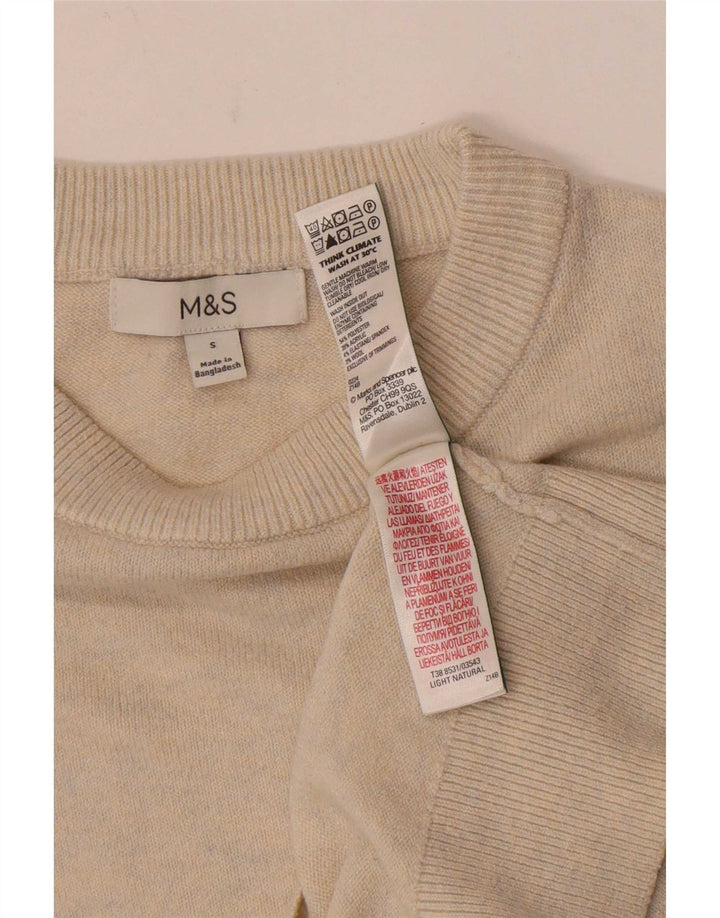 Maglione maglione con scollo a barca da donna Marks & Spencer UK 10 piccolo poliestere beige