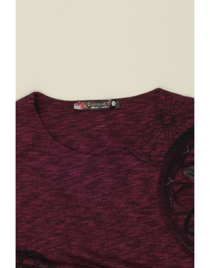 DESIGUAL Womens Abstract Pattern Blouse Top UK 10 Small Burgundy Viscose Vintage Desigual and Second-Hand Desigual from Messina Hembry 