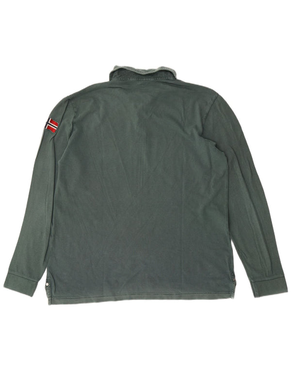 Polo da uomo a maniche lunghe Geographic Napapijri 2XL in cotone verde