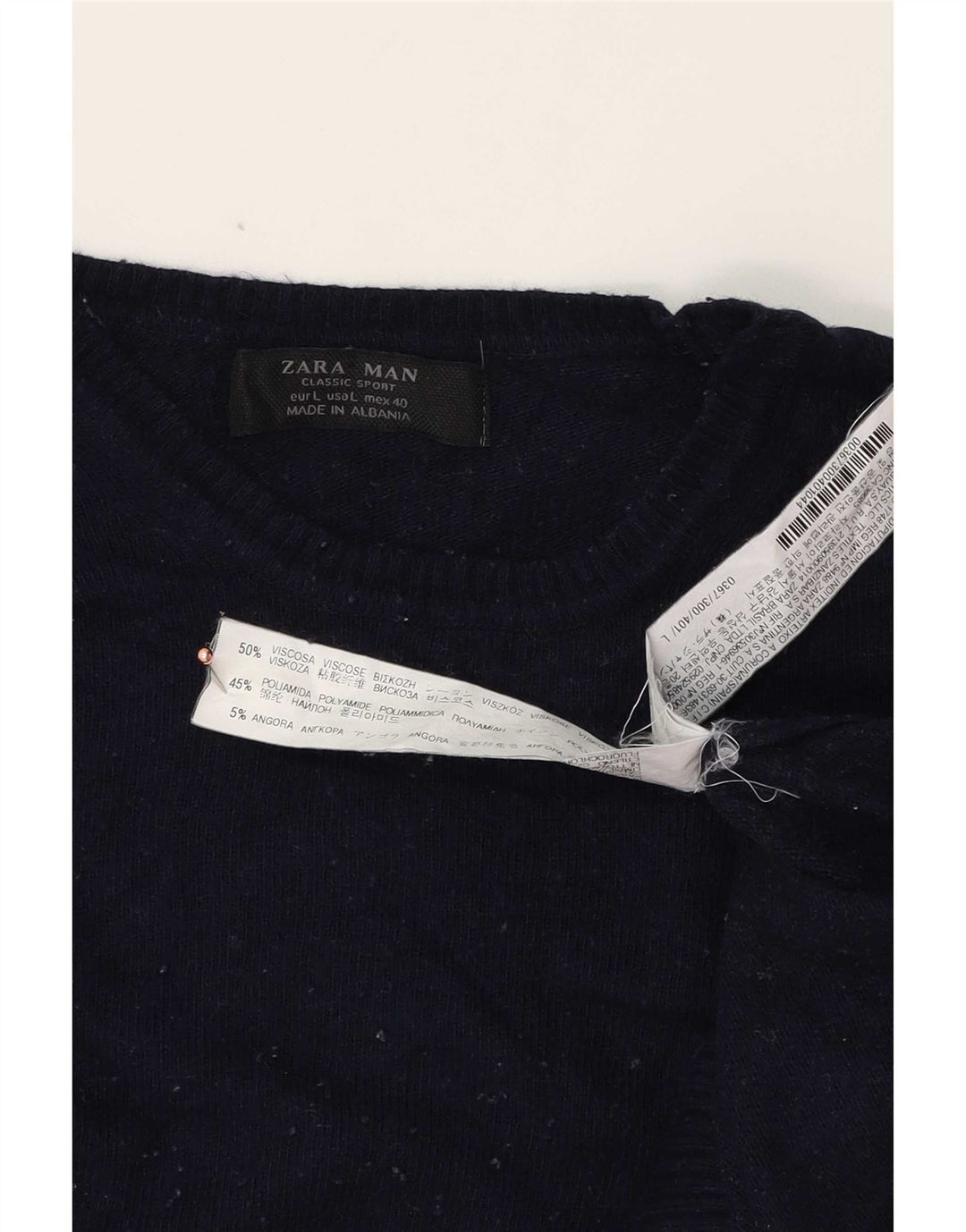 Maglione Zara da uomo girocollo grande in viscosa blu navy