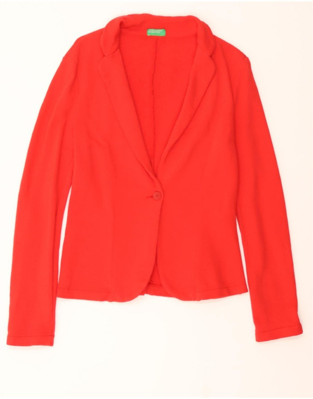 BENETTON Womens 1 Button Blazer Jacket UK 12 Medium Red Cotton Vintage Benetton and Second-Hand Benetton from Messina Hembry 