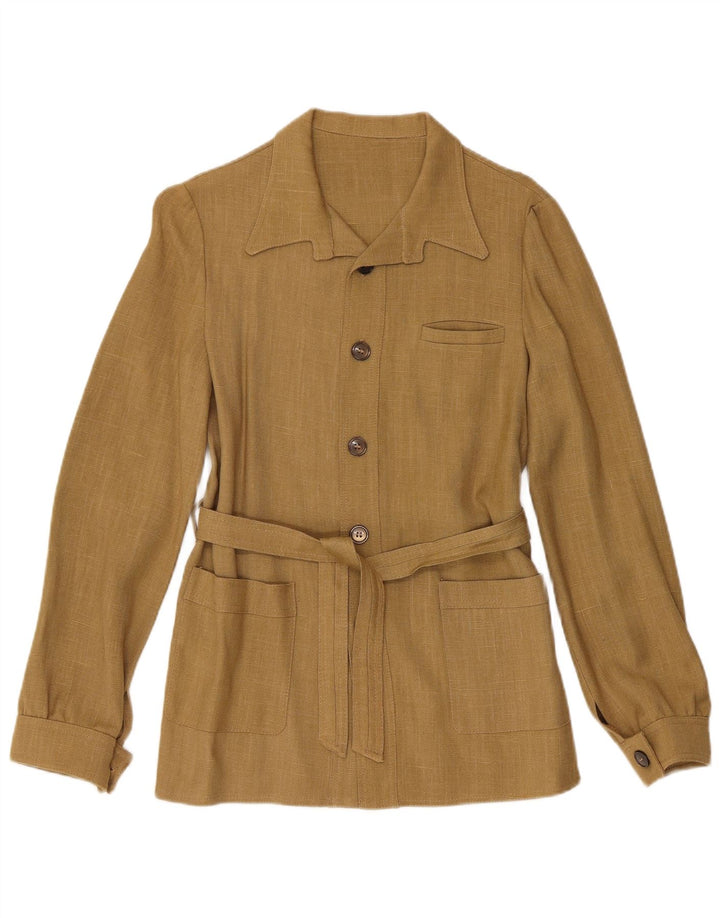 Camicia overshirt da donna vintage IT 42 media viscosa kaki classica