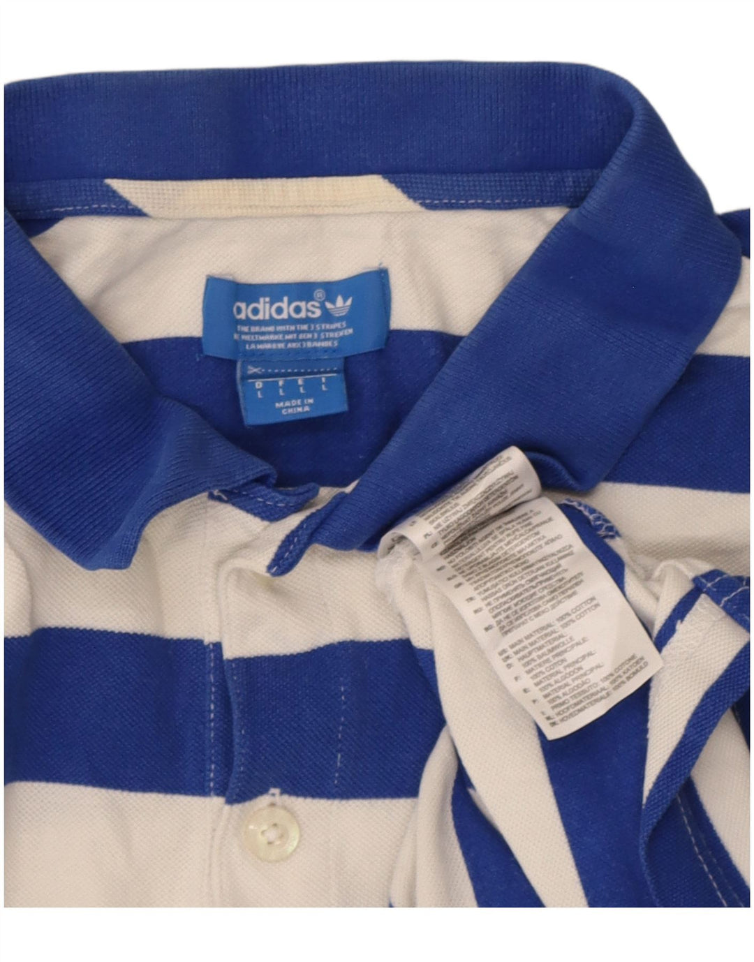 Polo Adidas da uomo in cotone a righe grandi blu