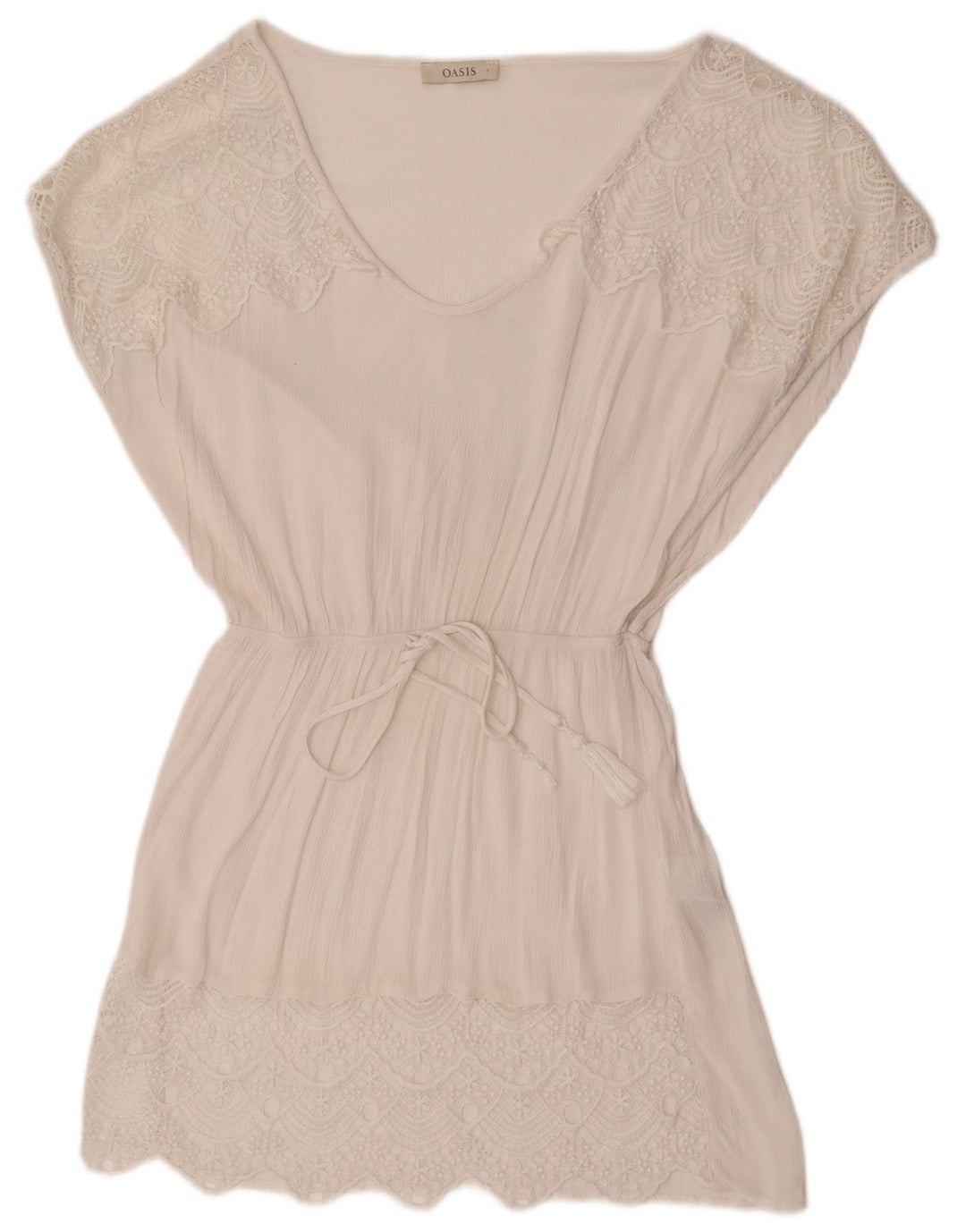 Abito a trapezio da donna Oasis UK 10 piccolo in viscosa bianca