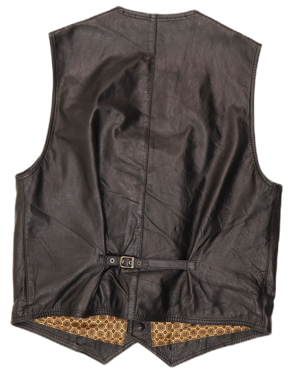 Gilet in pelle da uomo vintage in pelle nera media