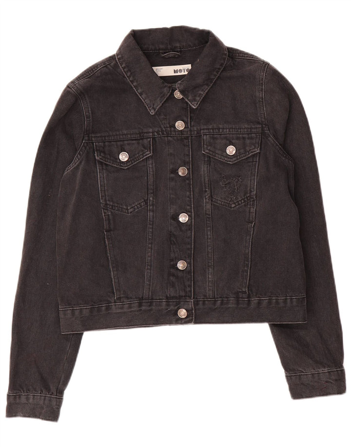 Giacca in denim corto da donna Topshop UK 10 piccolo grigio
