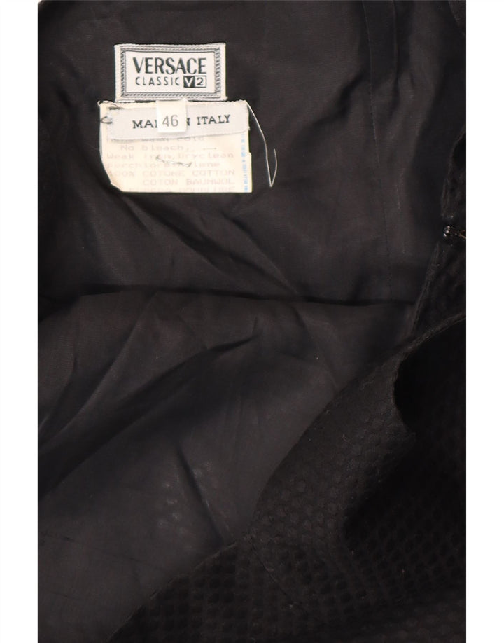 Abito a trapezio senza maniche da donna Versace IT 46 Large in cotone nero