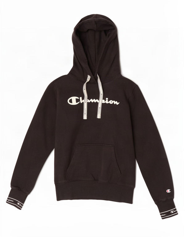 Maglione con cappuccio grafico da donna Champion UK 10 piccolo cotone nero