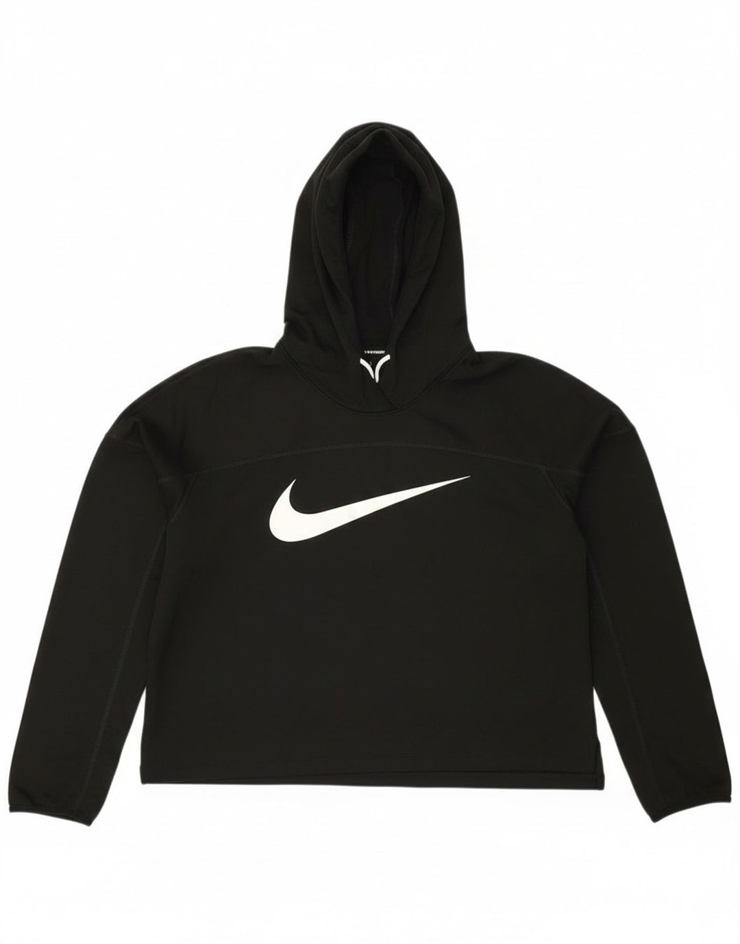 Felpa con cappuccio grafica Nike Running Crop Graphic da donna UK 14 poliestere nero medio