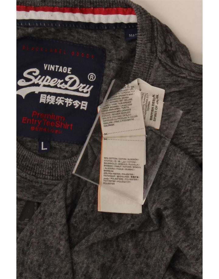 SUPERDRY Mens Graphic T-Shirt Top Large Grey Cotton Vintage Superdry and Second-Hand Superdry from Messina Hembry 