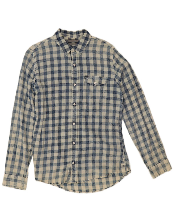 Calvin Klein Jeans Camicia da uomo slim fit in flanella piccola in cotone a quadretti blu