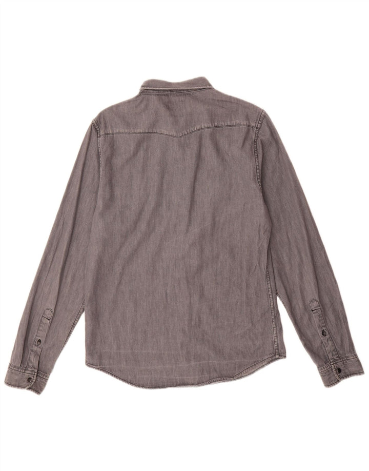 Camicia di jeans da uomo Lee in cotone grigio medio