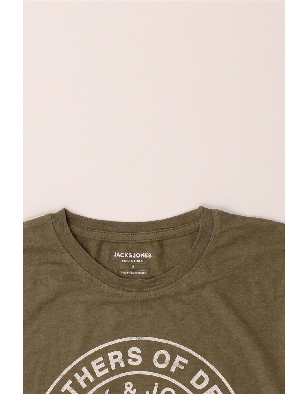 JACK & JONES Mens Graphic T-Shirt Top Small Khaki Cotton Vintage Jack & Jones and Second-Hand Jack & Jones from Messina Hembry 