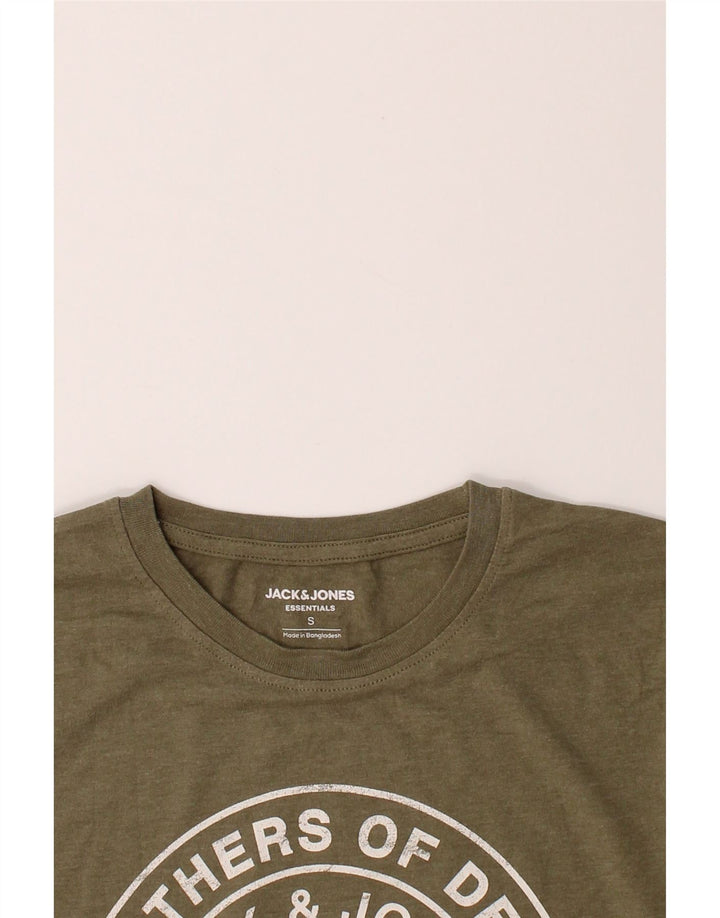 JACK & JONES Mens Graphic T-Shirt Top Small Khaki Cotton Vintage Jack & Jones and Second-Hand Jack & Jones from Messina Hembry 