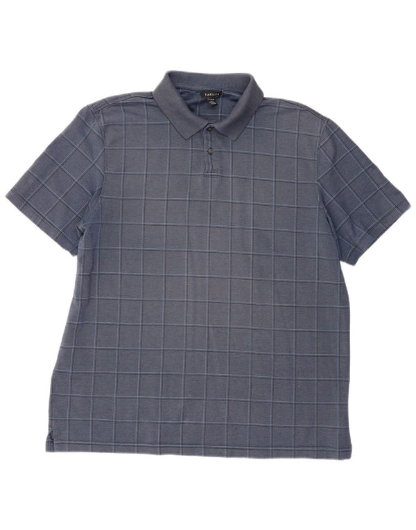 Polo da uomo VAN HEUSEN XL in cotone a quadri blu navy