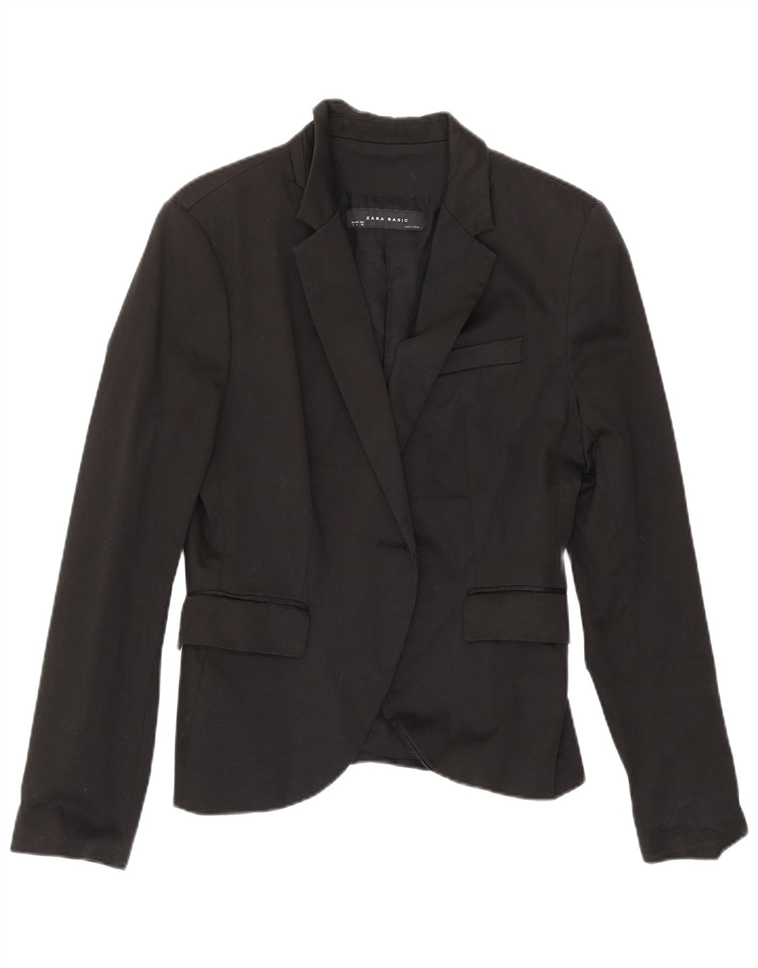 Giacca blazer aperta da donna Zara UK 14 grande cotone nero